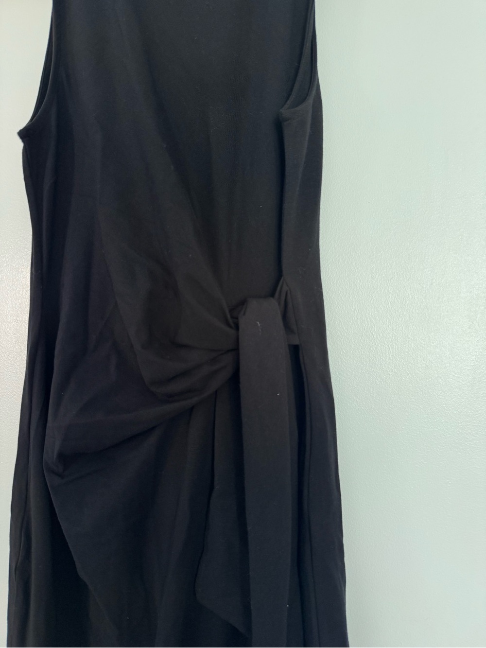 Sezane Black Sleeveless Midi Dress with Side Tie - Picture 4 of 6